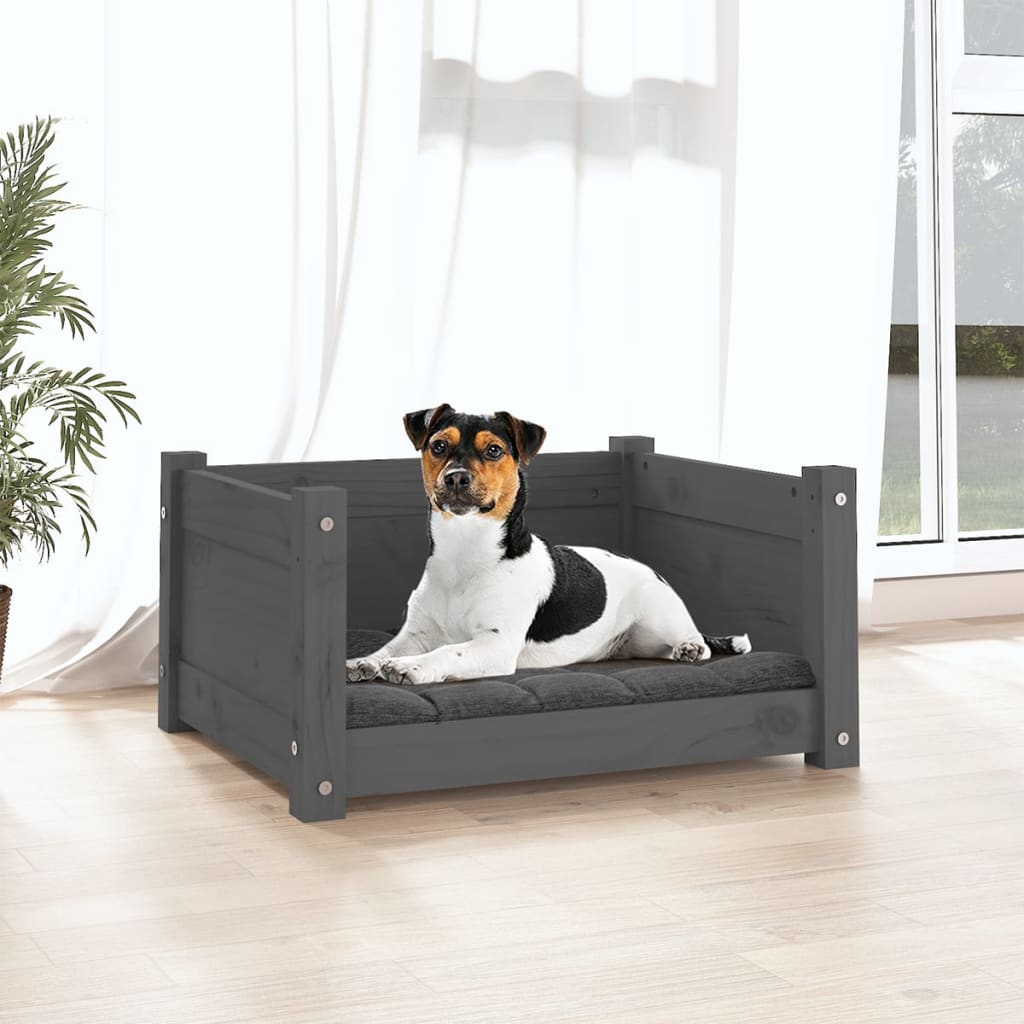 Dog bed gray 55.5x45.5x28 cm solid pine