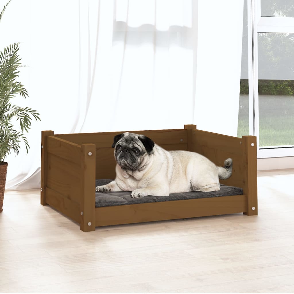 Dog bed honey brown 65.5x50.5x28 cm solid pine