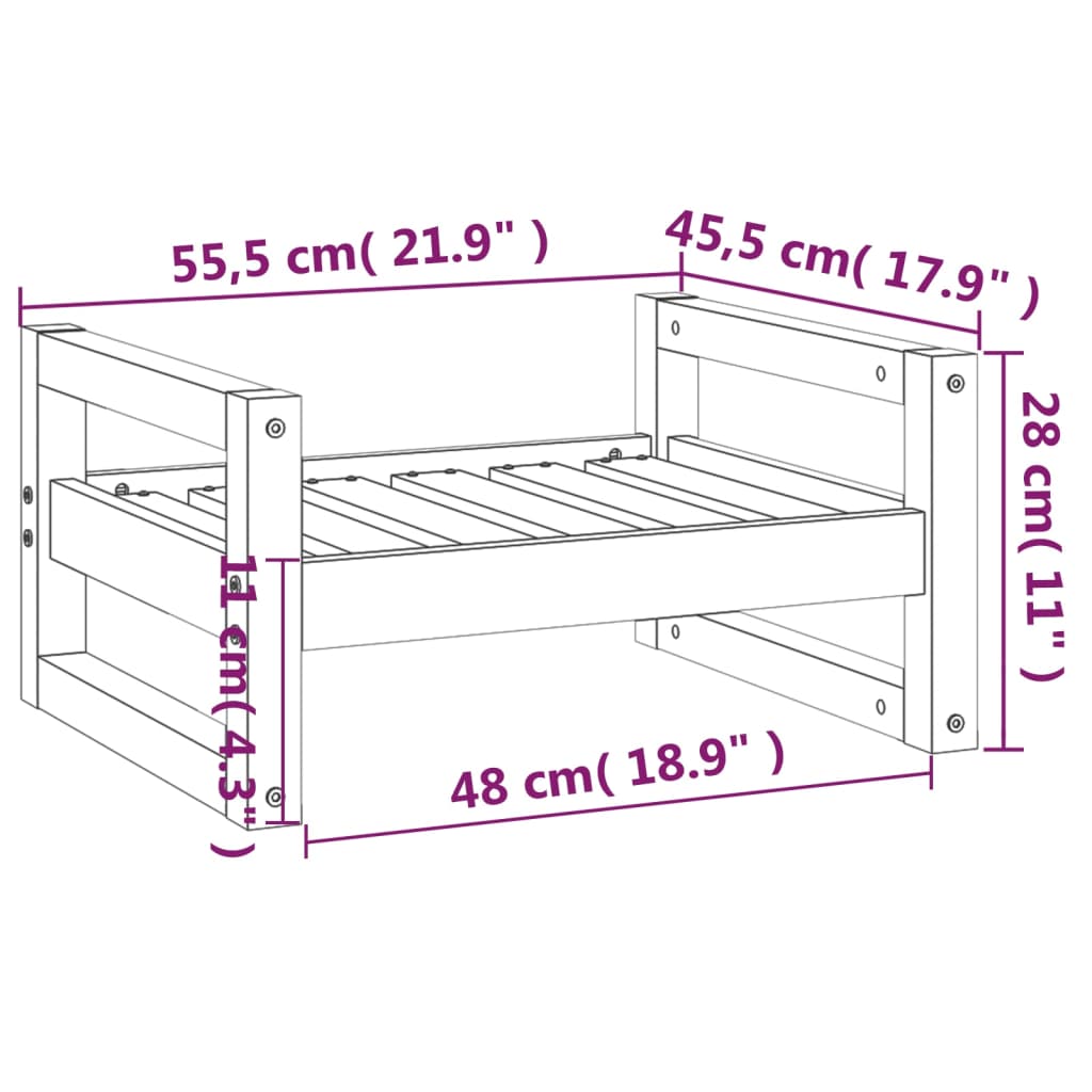 Koiransänky harmaa 55,5x45,5x28 cm täysi mänty