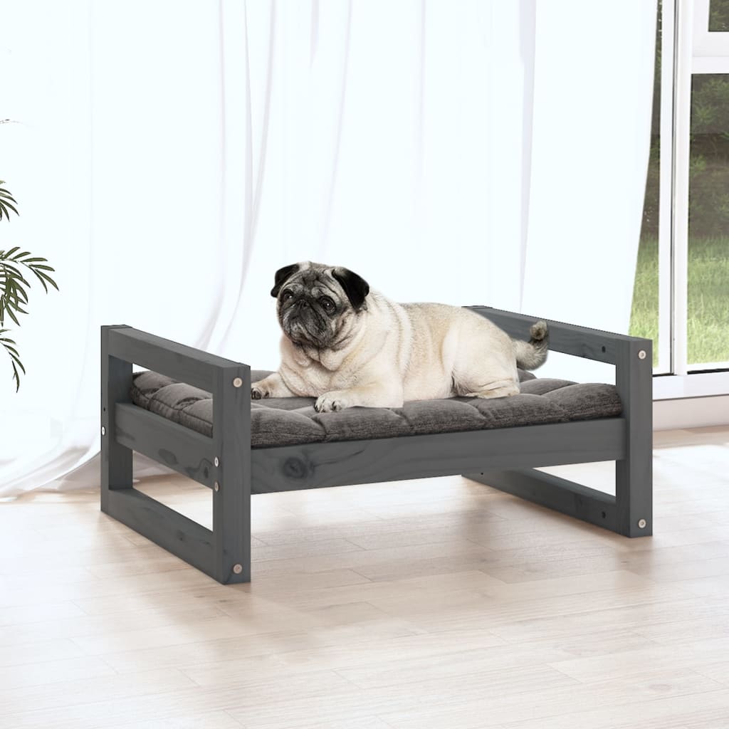 Dog bed gray 65.5x50.5x28 cm solid pine