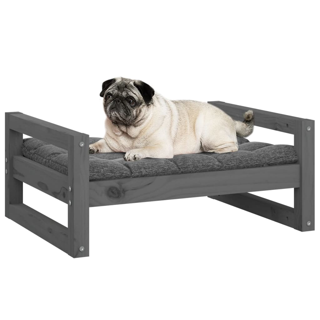 Dog bed gray 65.5x50.5x28 cm solid pine