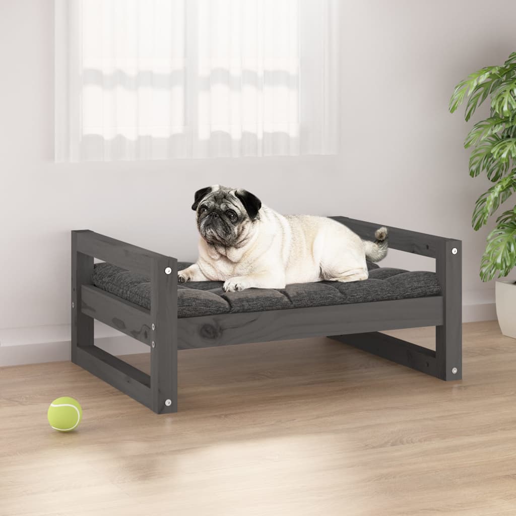 Dog bed gray 65.5x50.5x28 cm solid pine