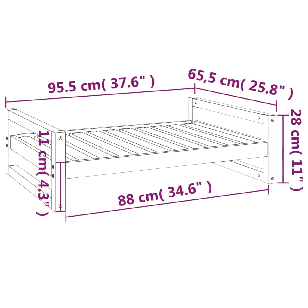 Koiransänky harmaa 95,5x65,5x28 cm täysi mänty