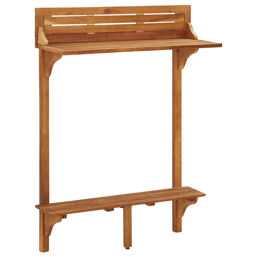 3-piece bar set for the balcony, solid acacia wood