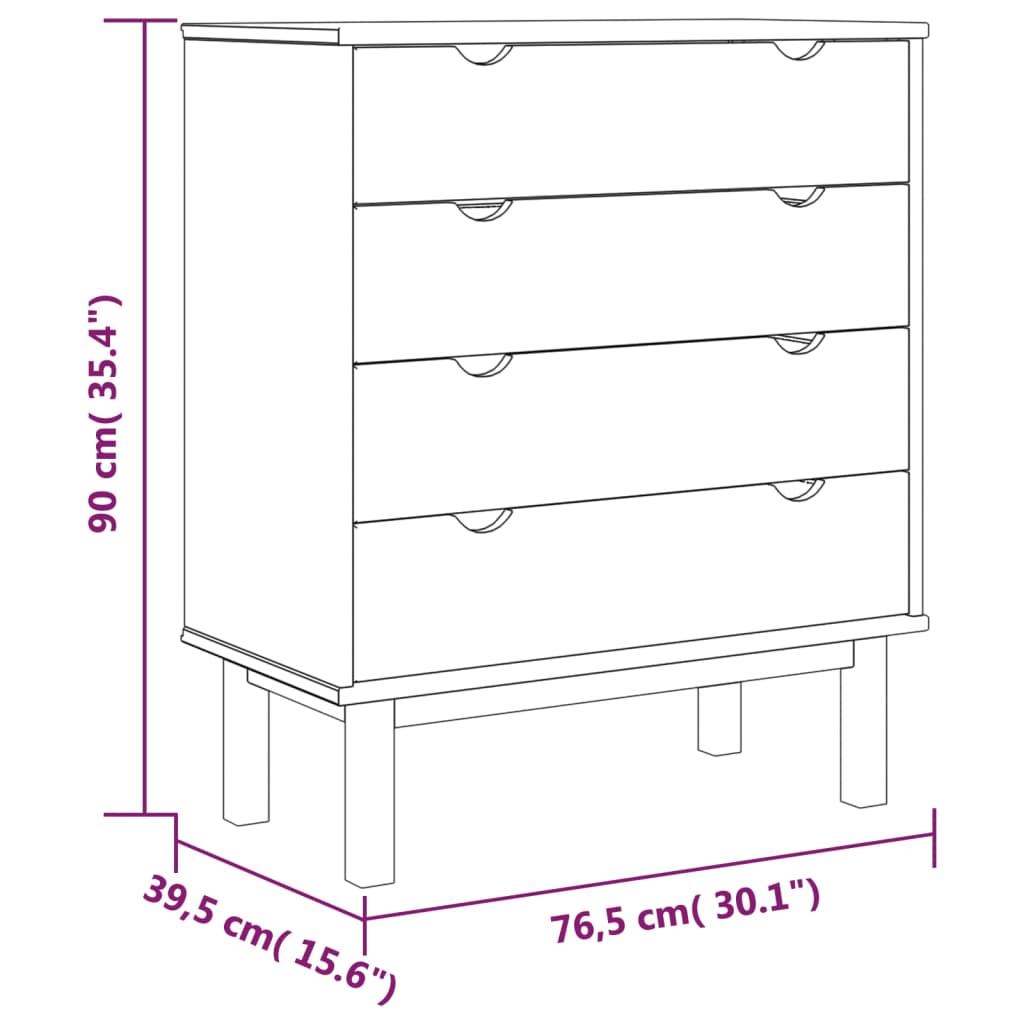 Lipasto OTTA ruskea ja valkoinen 76,5x39,5x90 cm täysi mänty