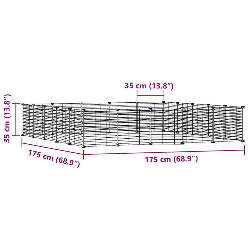 20-paneelinen lemmikkihäkki ovella musta 35x35 cm teräs