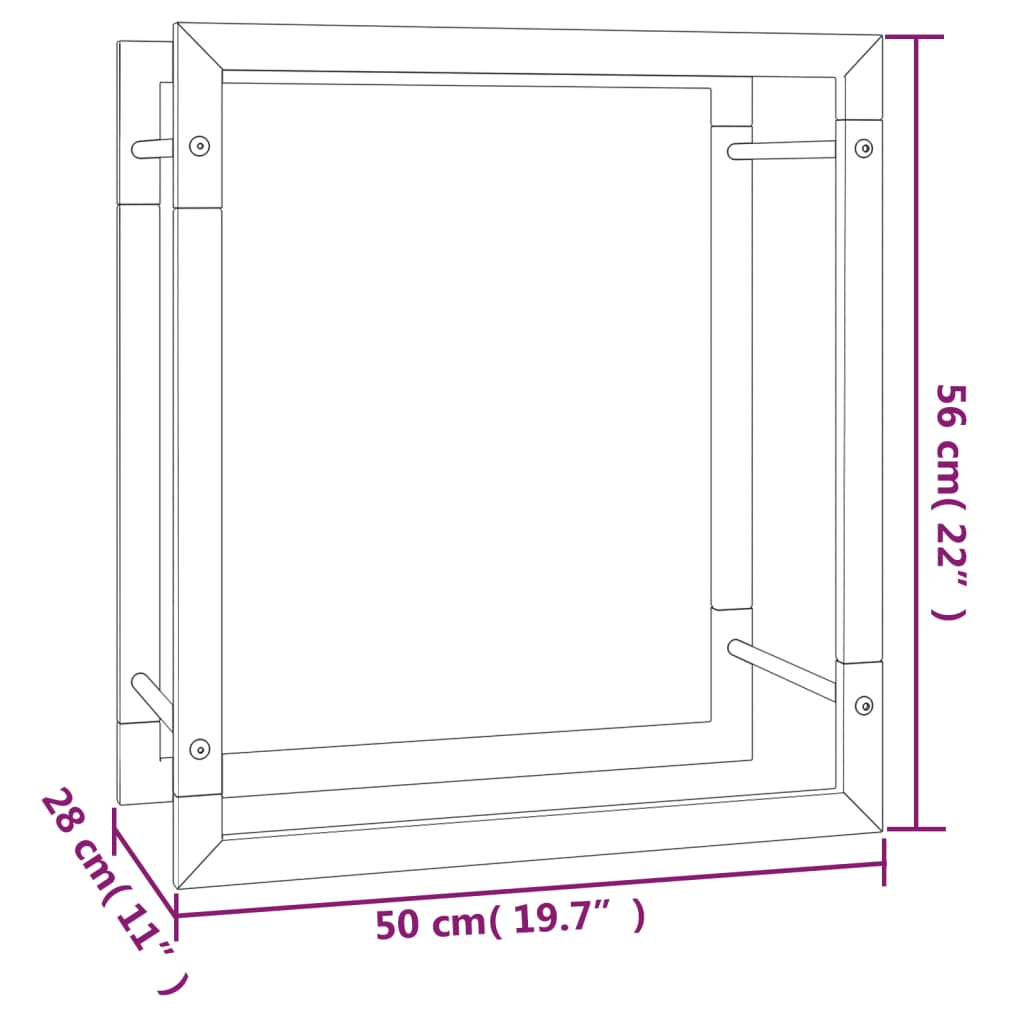 Polttopuuteline mattamusta 50x28x56 cm teräs