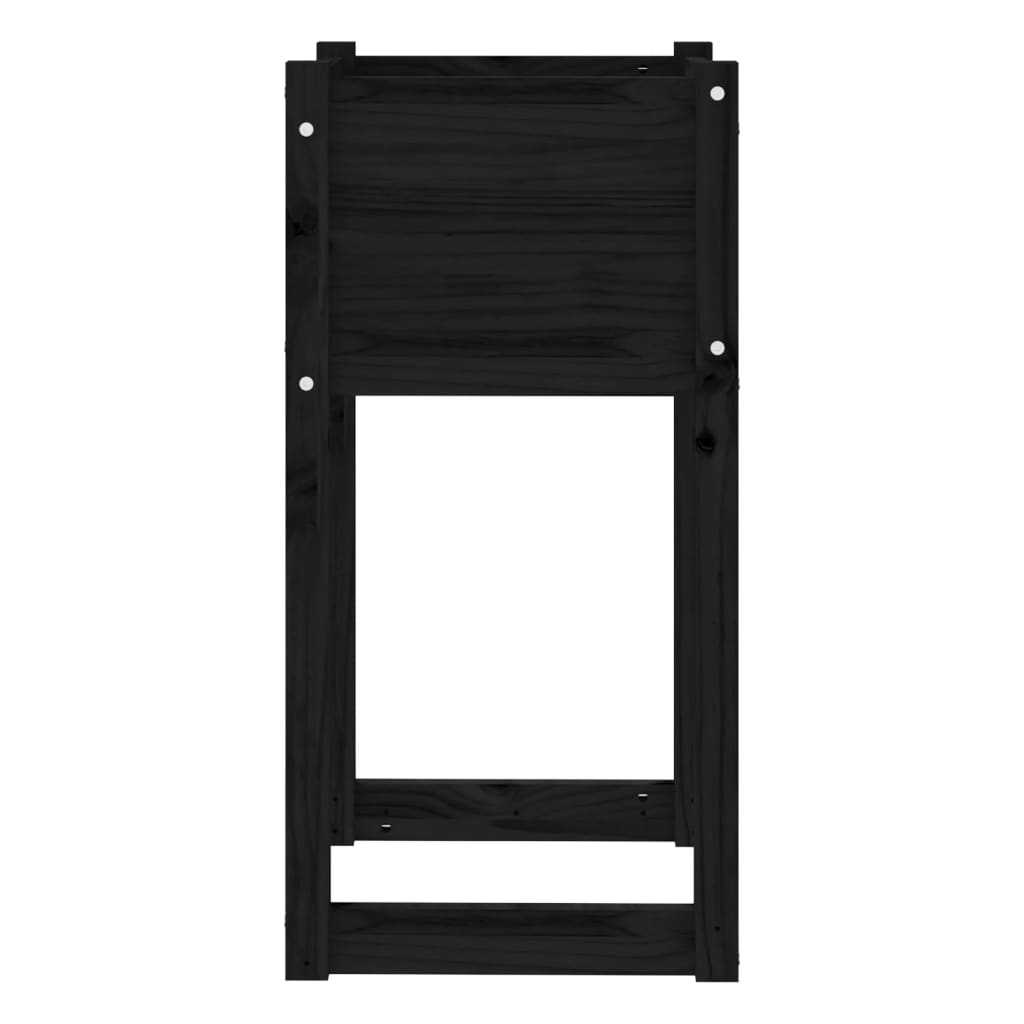 Flower box black 40x40x81 cm solid pine