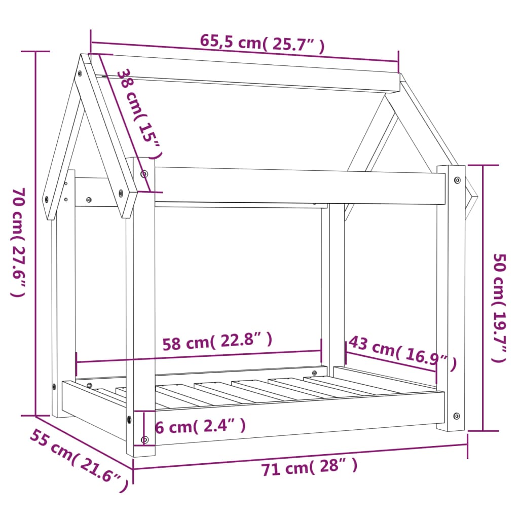 Koiransänky hunajanruskea 71x55x70 cm täysi mänty