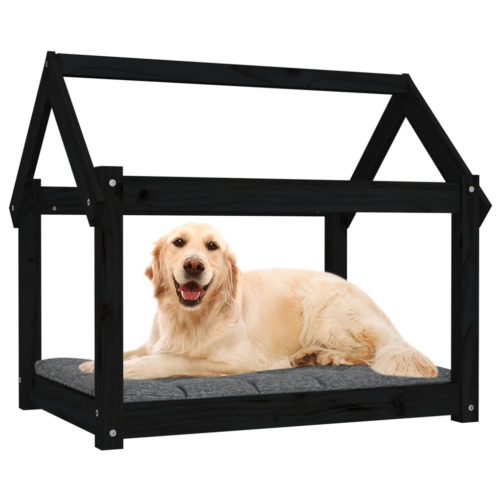 Dog bed black 81x60x70 cm solid pine