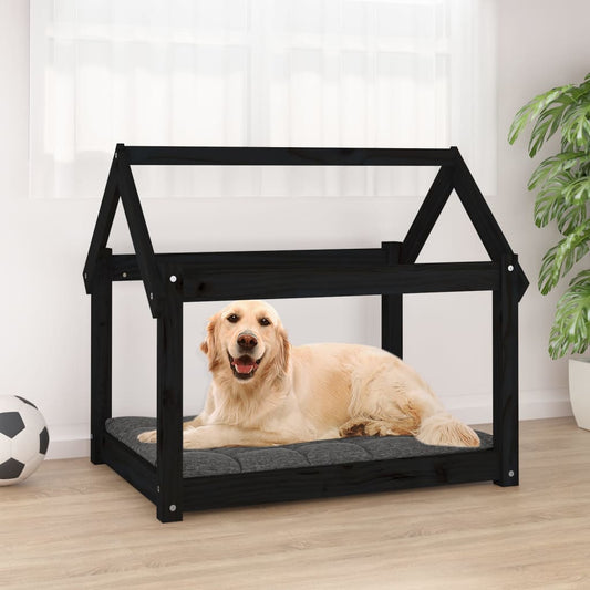 Dog bed black 81x60x70 cm solid pine