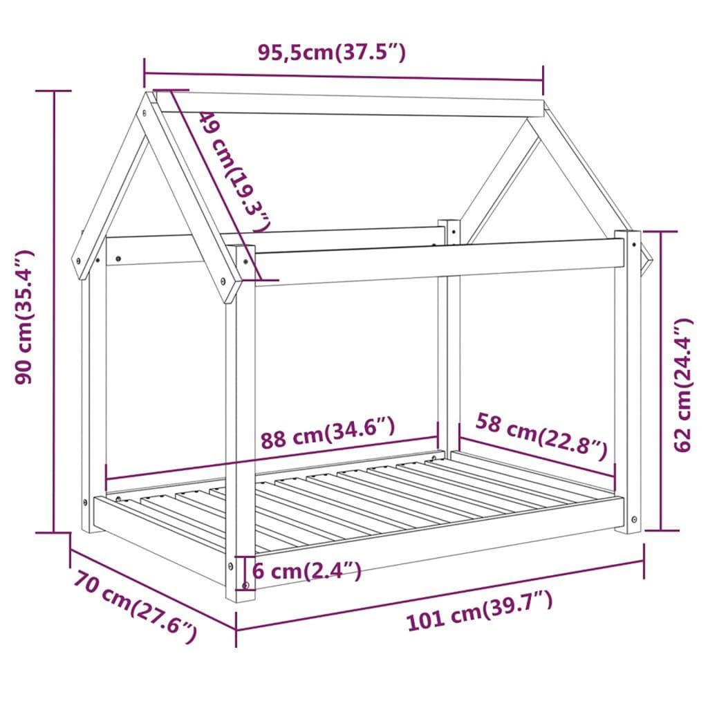 Koiransänky musta 101x70x90 cm täysi mänty