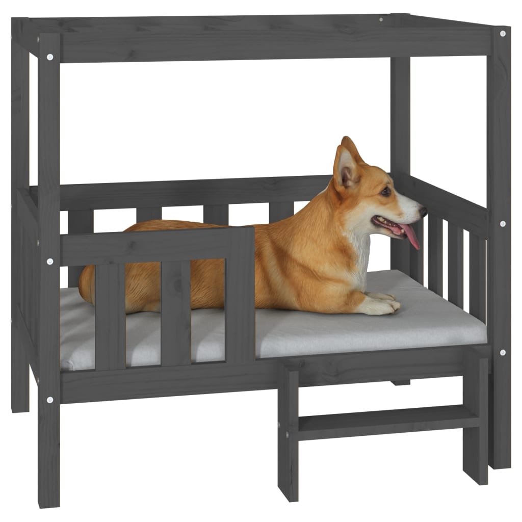 Dog bed gray 95.5x73.5x90 cm solid pine