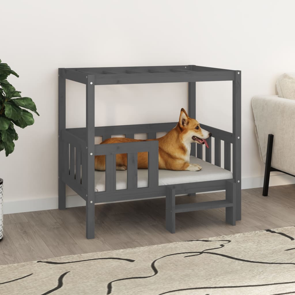 Dog bed gray 95.5x73.5x90 cm solid pine