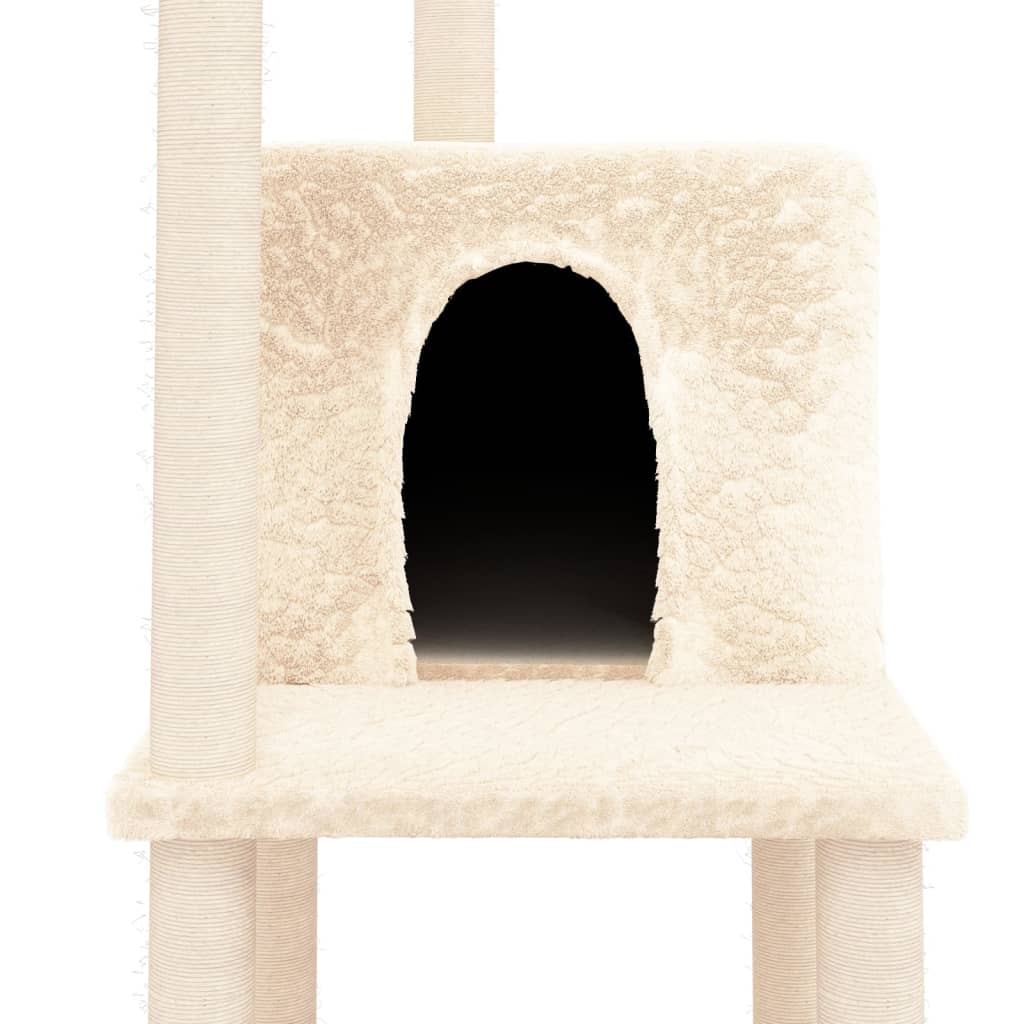 Cat climbing tree with sisal scratching posts cream 144.5 cm