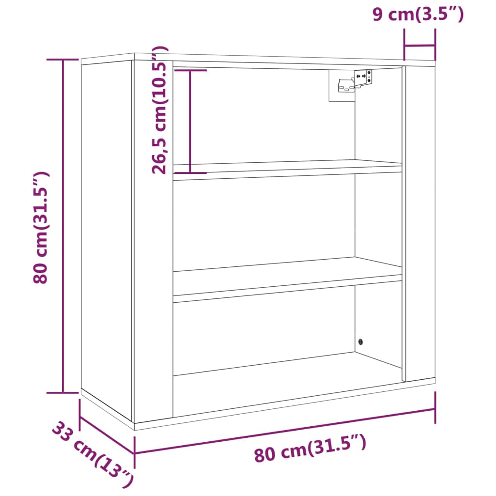 Seinäkaappi musta 80x33x80 cm tekninen puu