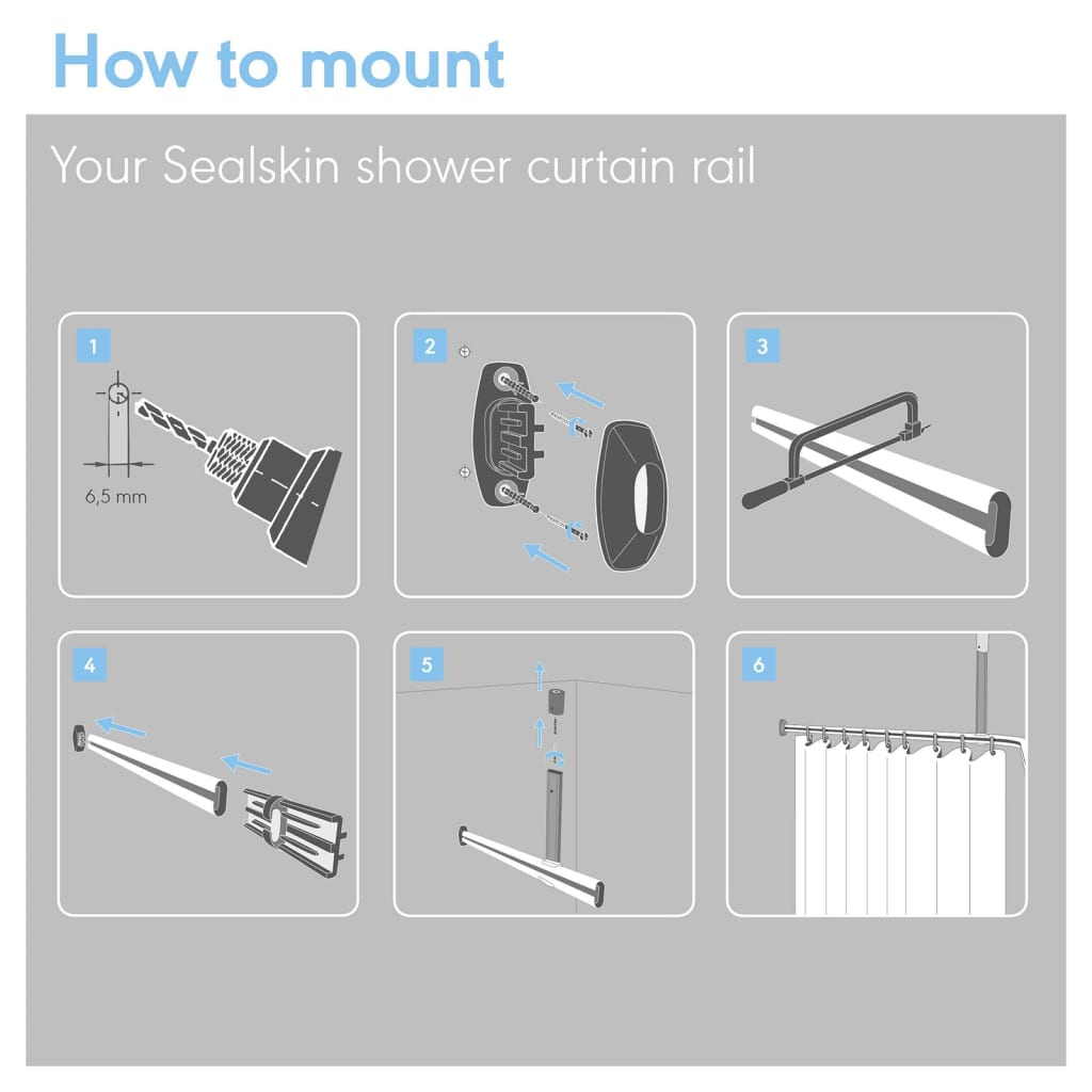 Sealskin Suihkuverhotankosarja Easy-Roll musta