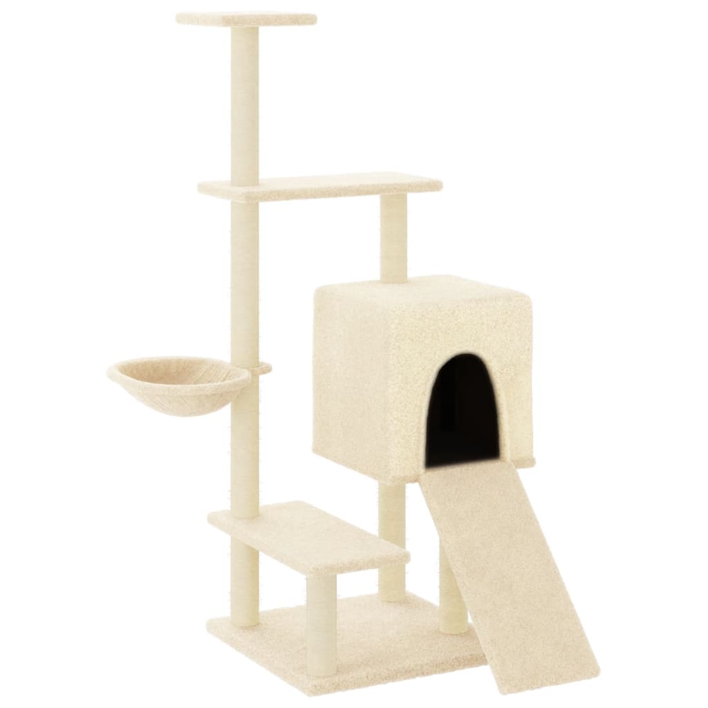 Cat climbing tree with sisal scratching posts cream 130.5 cm