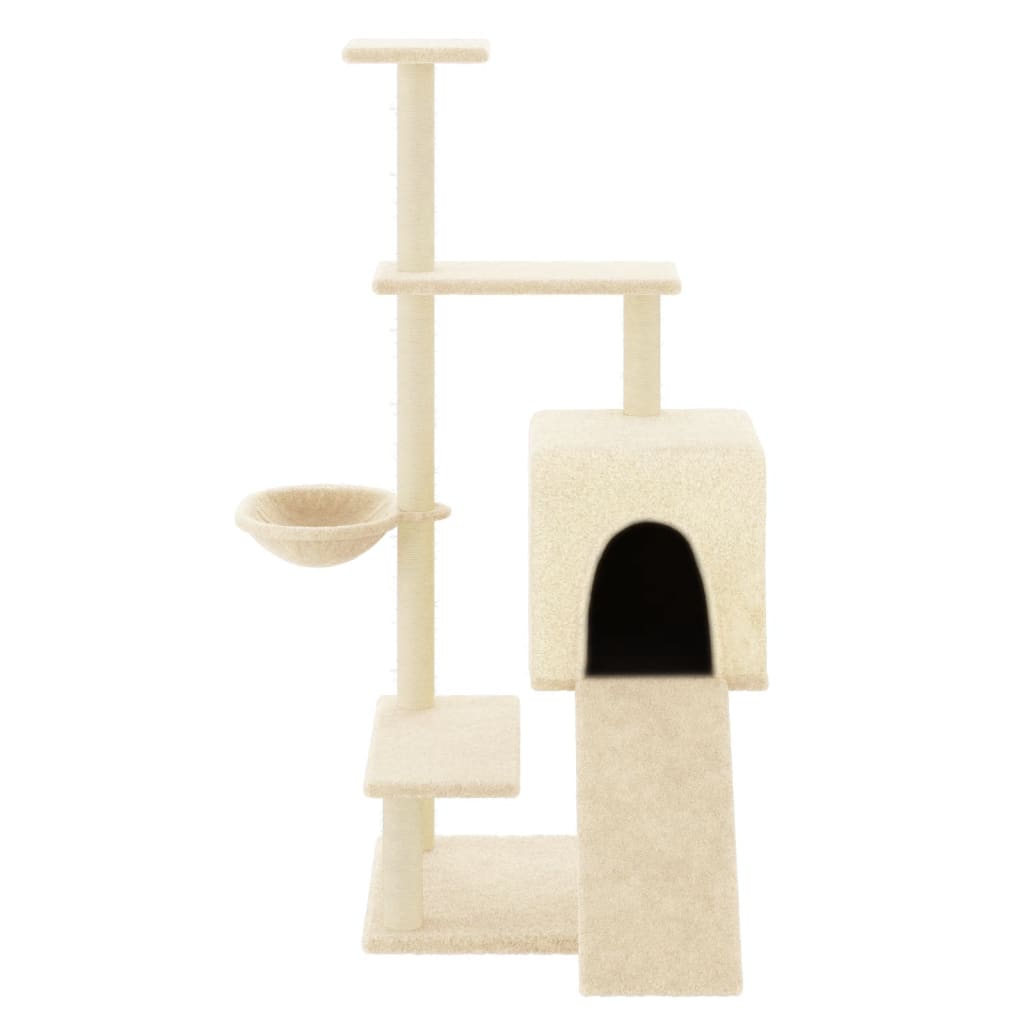 Cat climbing tree with sisal scratching posts cream 130.5 cm