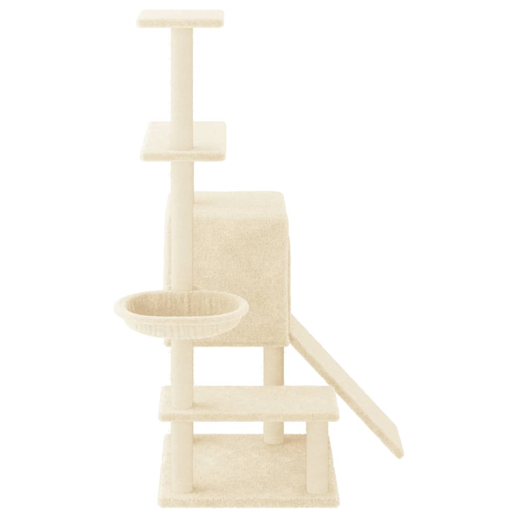 Cat climbing tree with sisal scratching posts cream 130.5 cm