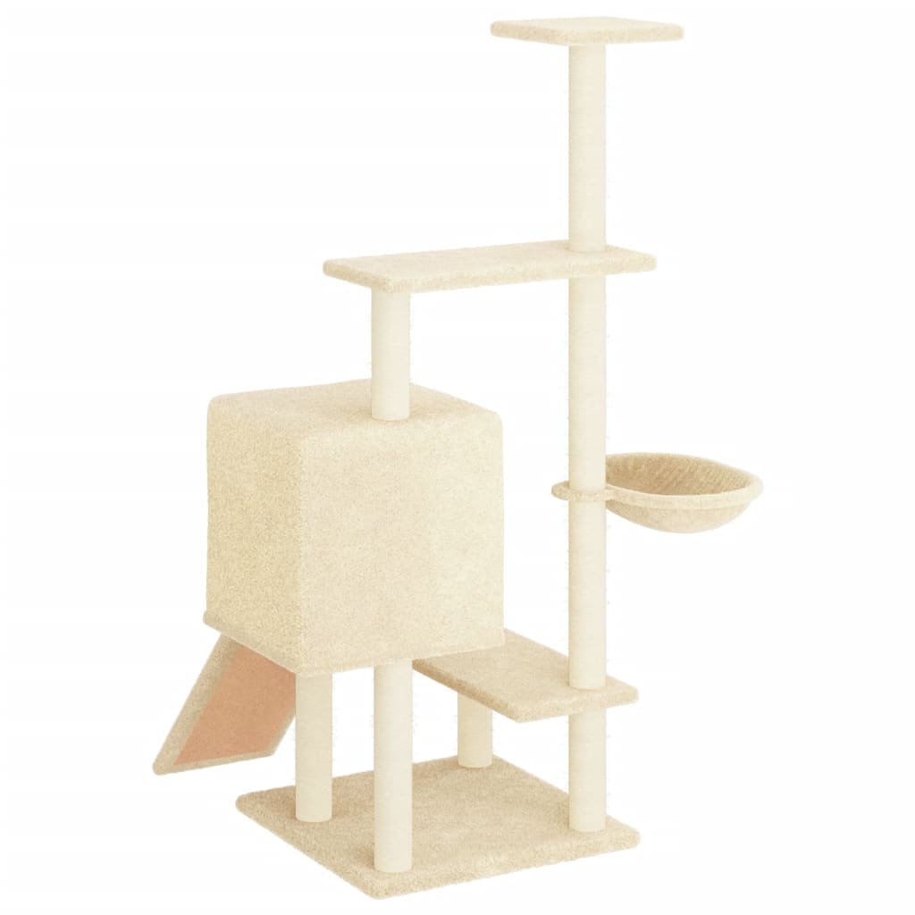 Cat climbing tree with sisal scratching posts cream 130.5 cm