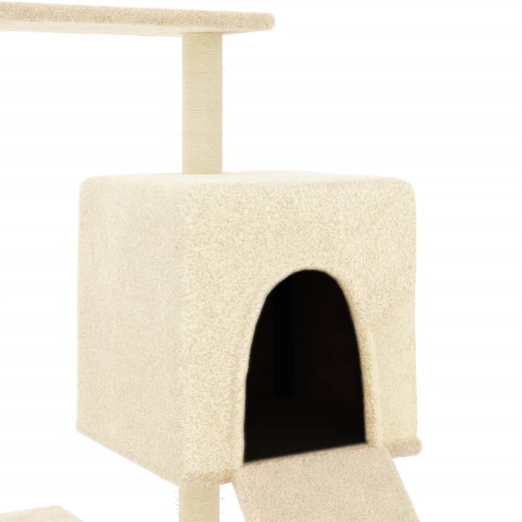 Cat climbing tree with sisal scratching posts cream 130.5 cm