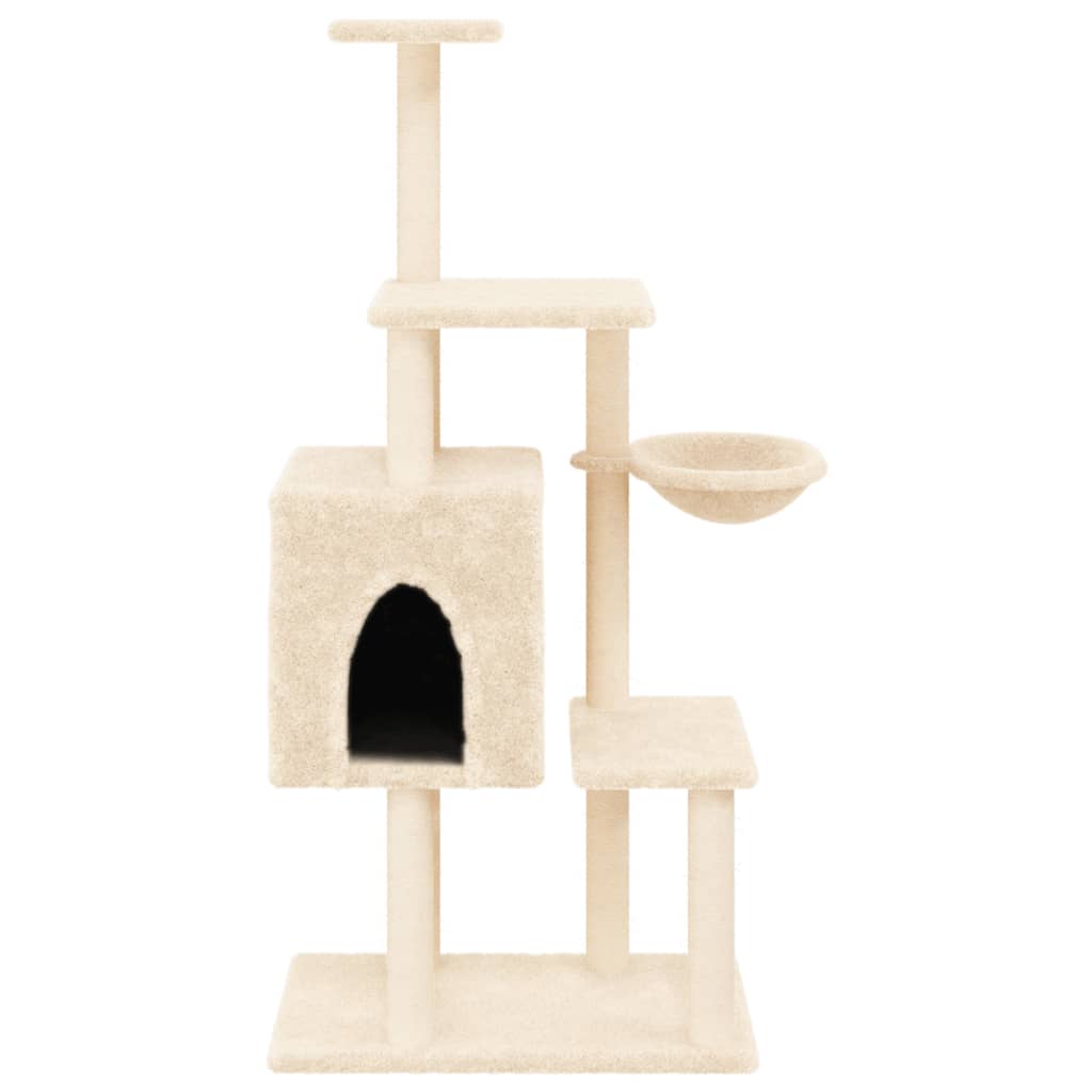 Cat climbing tree with sisal scratching posts cream 131 cm