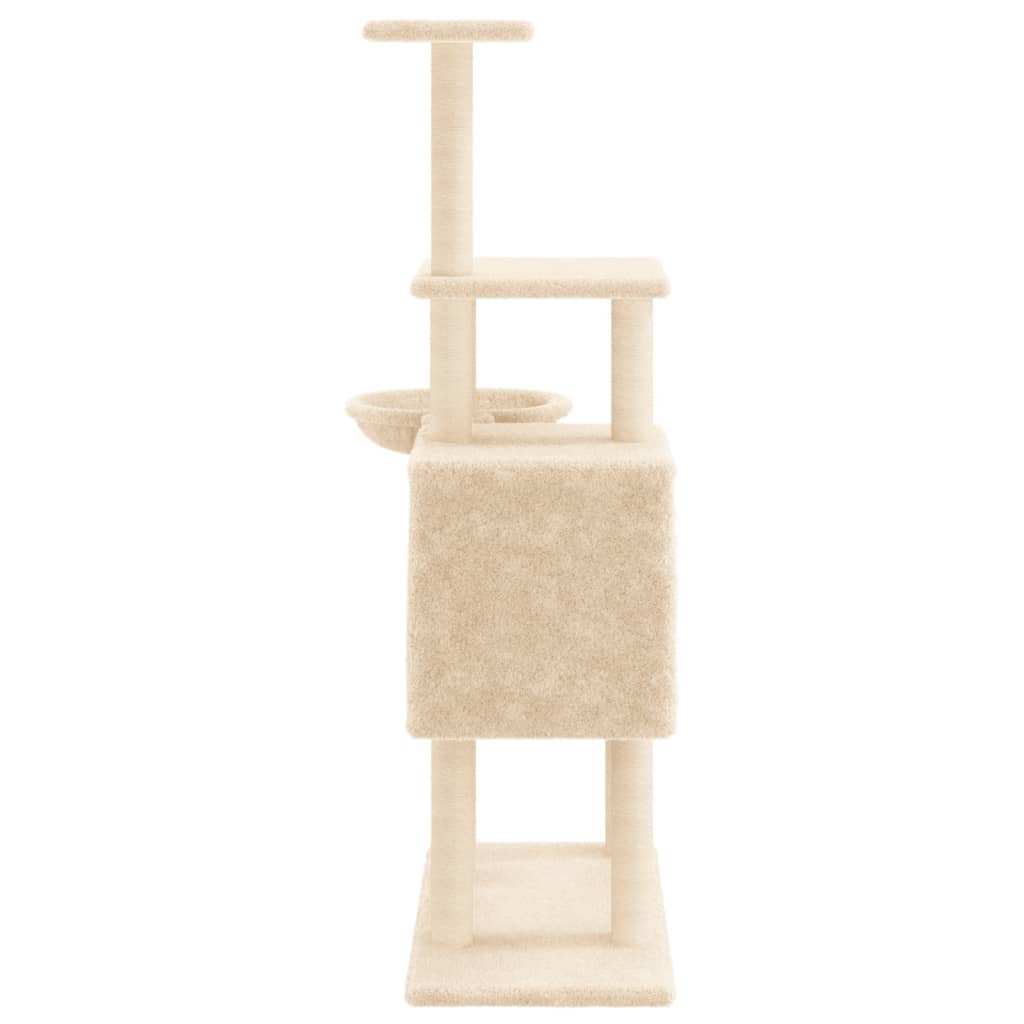 Cat climbing tree with sisal scratching posts cream 131 cm