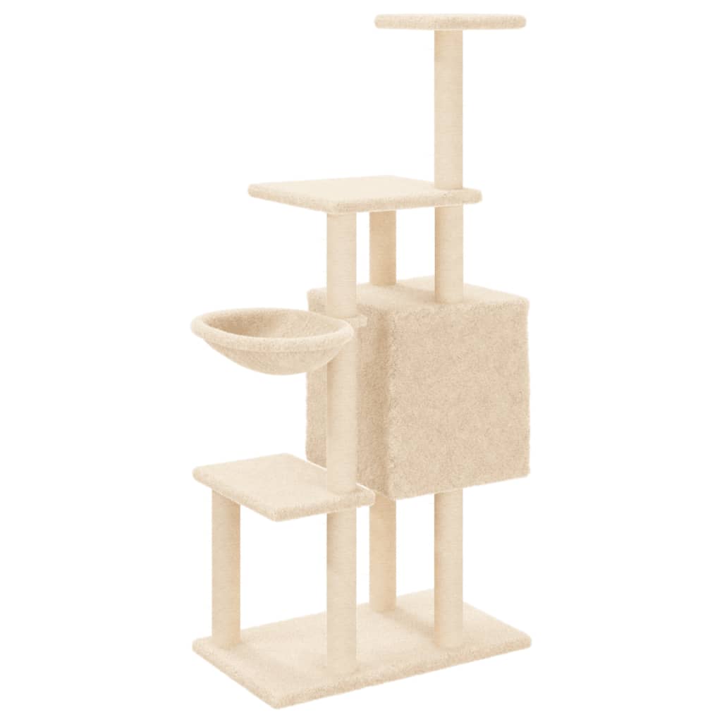 Cat climbing tree with sisal scratching posts cream 131 cm