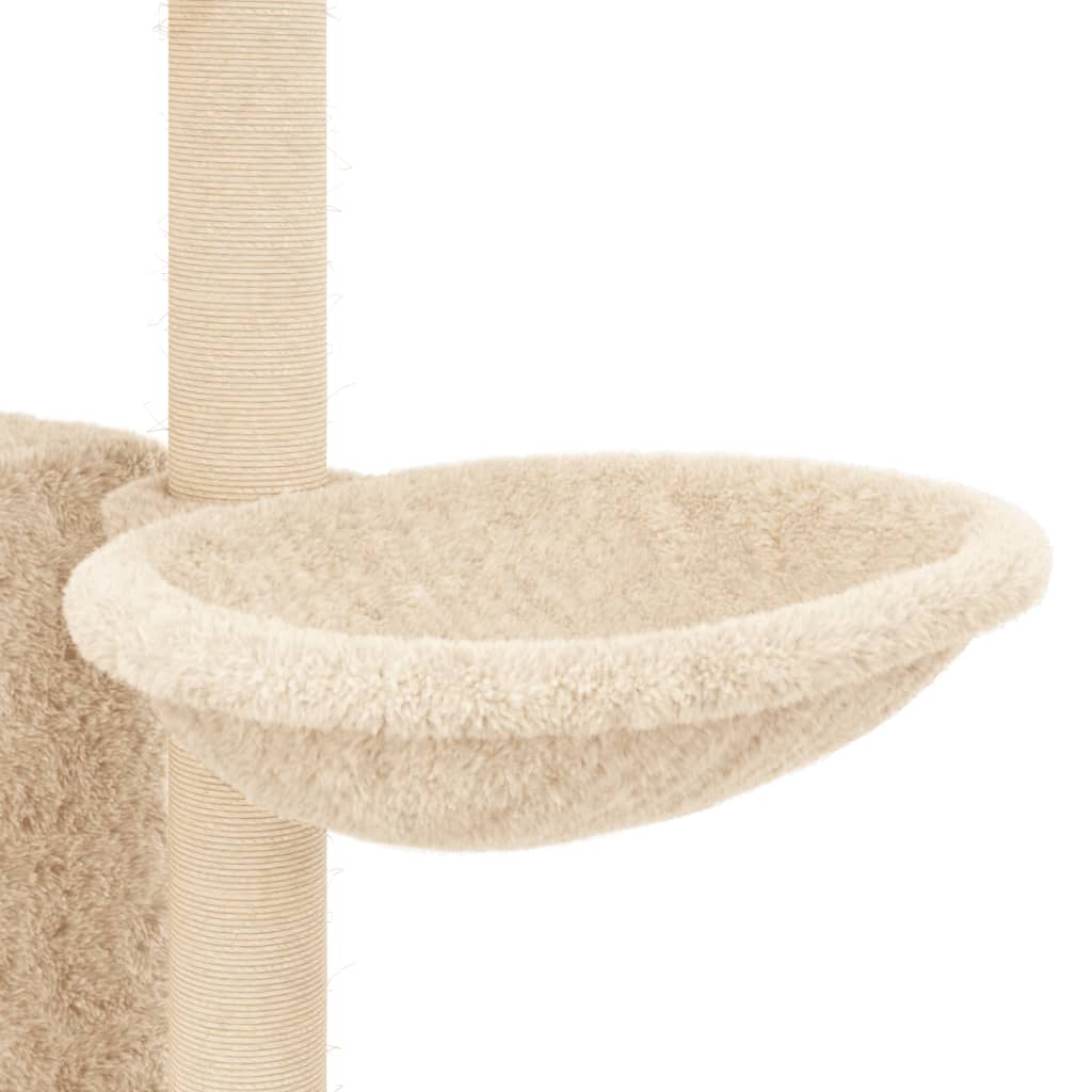 Cat climbing tree with sisal scratching posts cream 131 cm