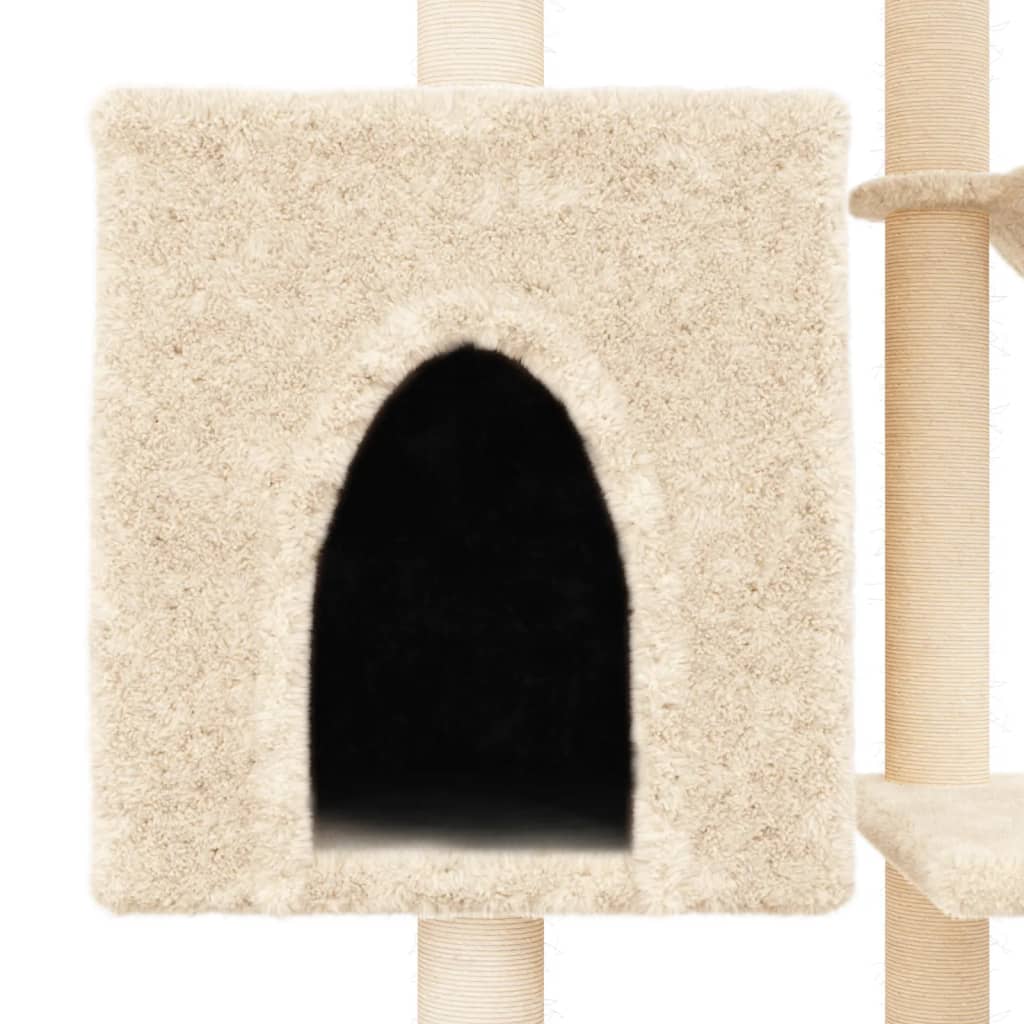 Cat climbing tree with sisal scratching posts cream 131 cm