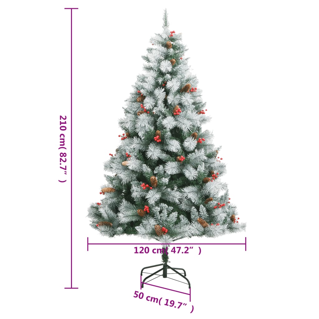 Tekojoulukuusi saranoilla, kävyillä ja marjoilla 210 cm