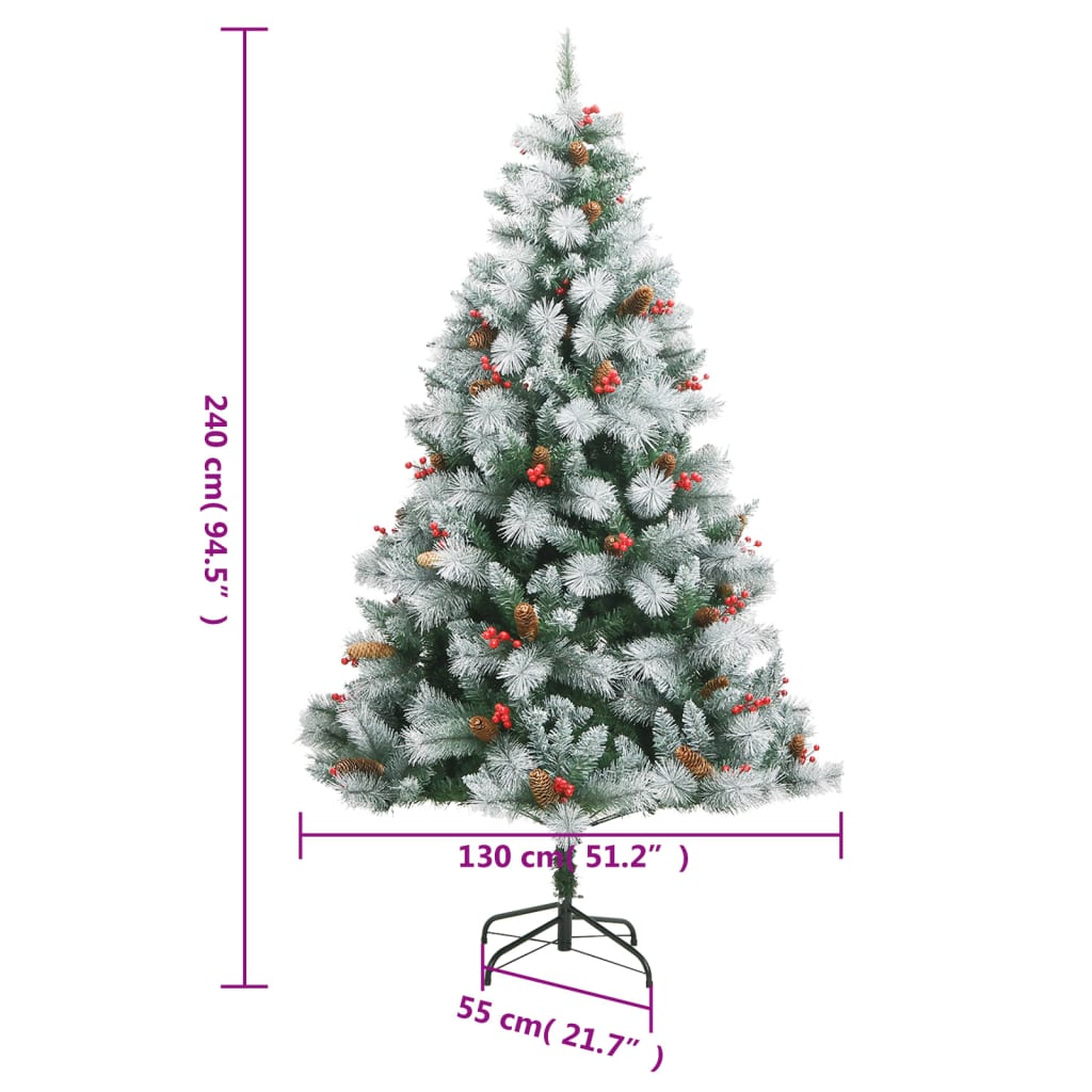 Tekojoulukuusi saranoilla, kävyillä ja marjoilla 240 cm