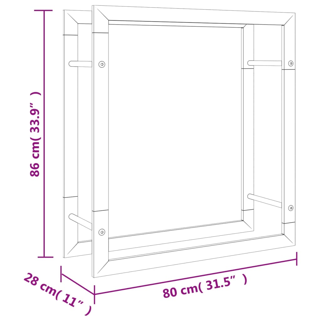 Polttopuuteline 80x28x86 cm ruostumaton teräs