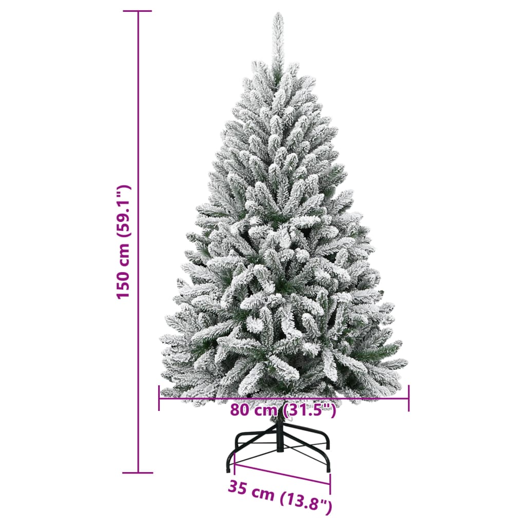 Tekojoulukuusi saranoilla ja lumihuurteella 150 cm