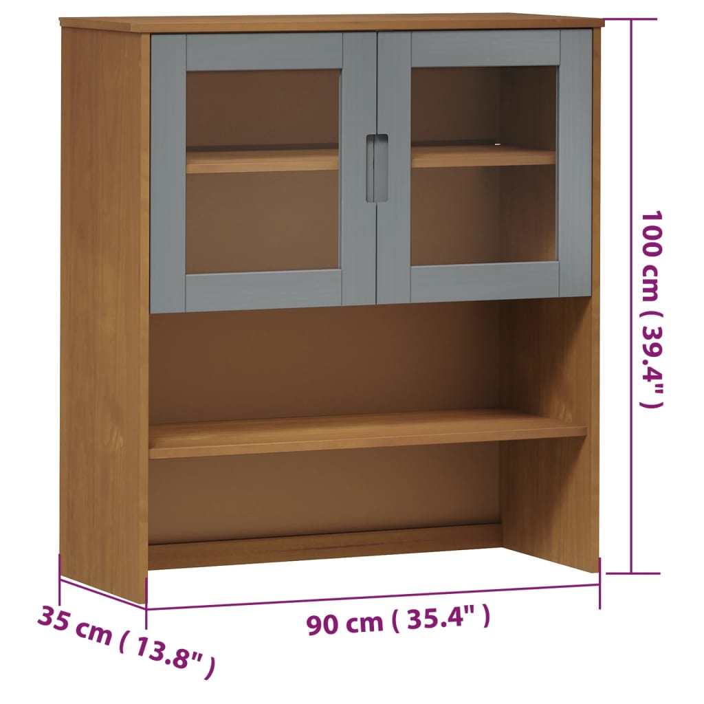 Yläkaappi MOLDE ruskea 90x35x100 cm täysi mänty