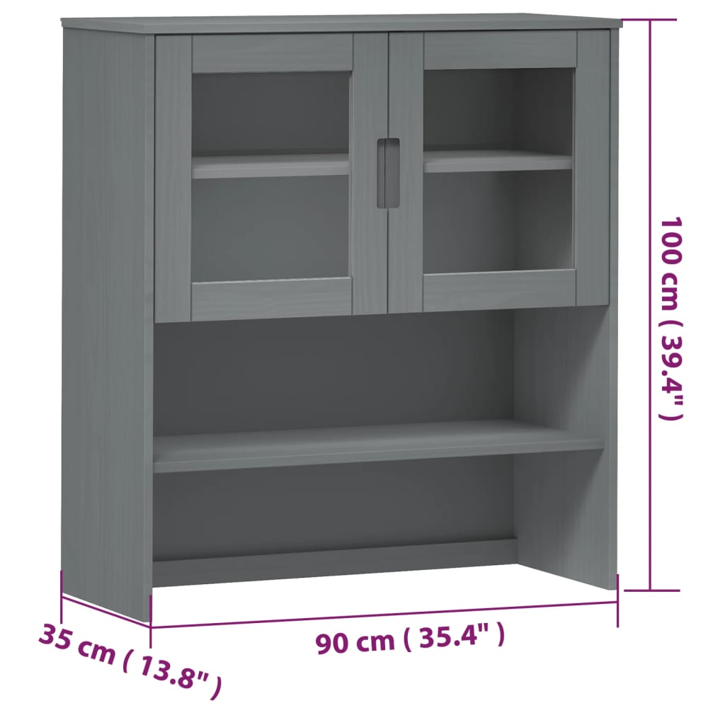 Yläkaappi MOLDE harmaa 90x35x100 cm täysi mänty