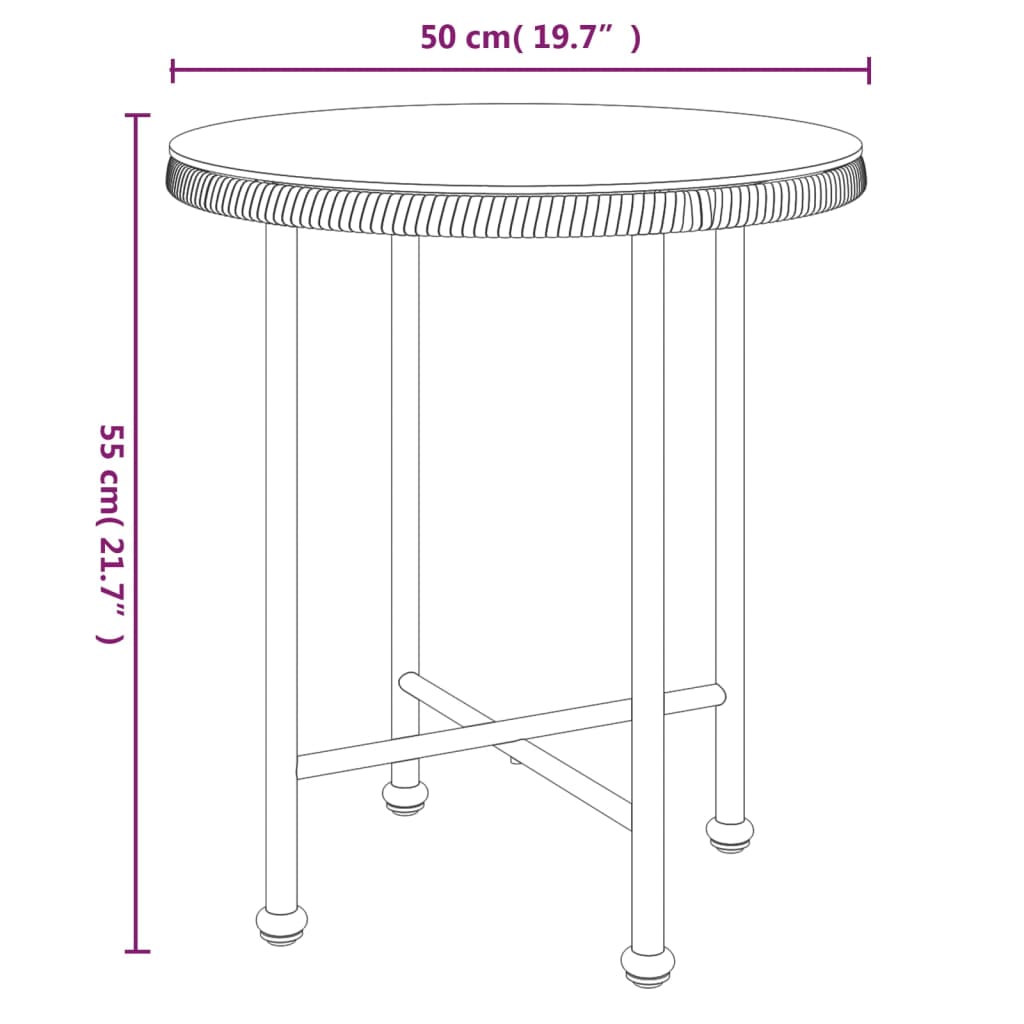 Ruokapöytä Ø50 cm karkaistu lasi ja teräs