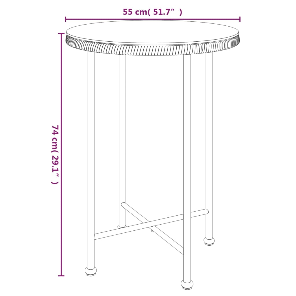 Ruokapöytä Ø55 cm karkaistu lasi ja teräs