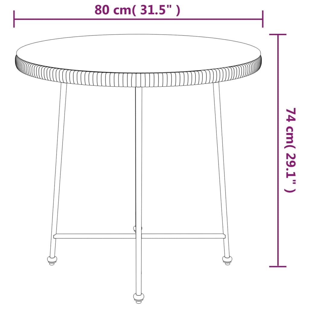 Ruokapöytä Ø80 cm karkaistu lasi ja teräs