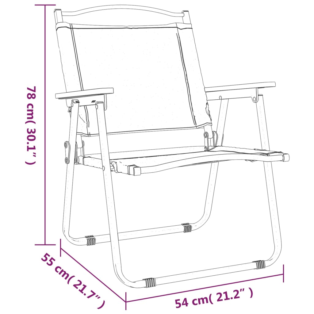 Retkituolit 2 kpl musta 54x55x78 cm Oxford kangas