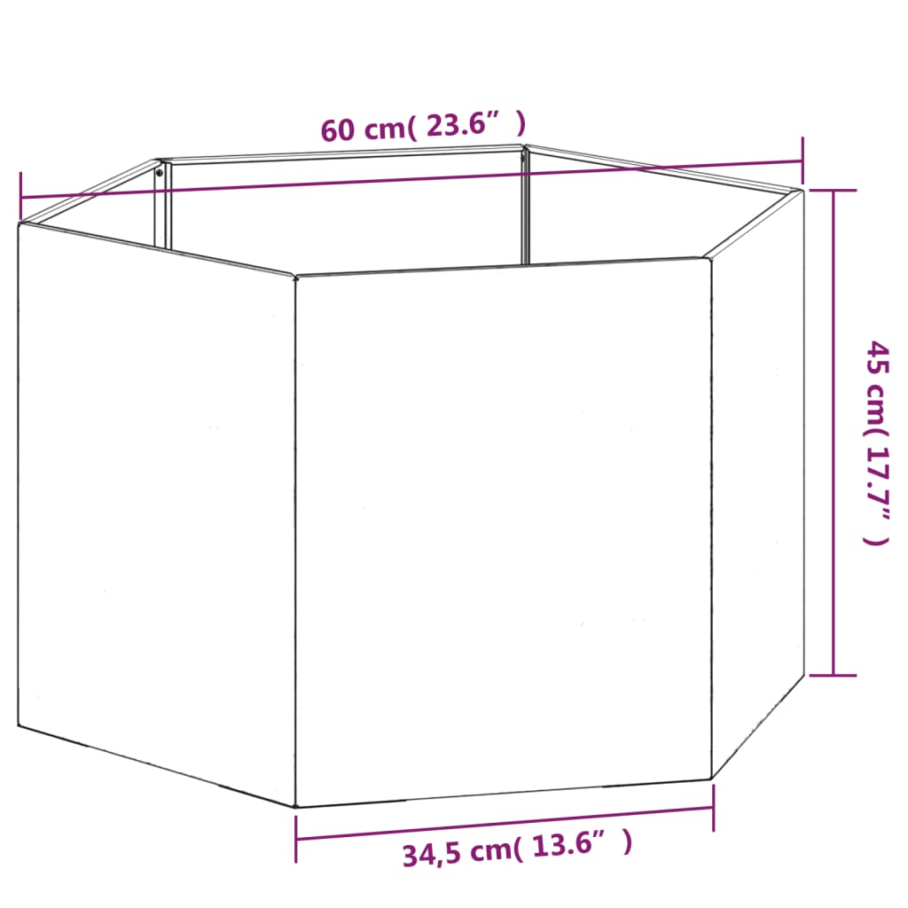 Kukkalaatikko ruoste 60x60x45 cm Corten teräs