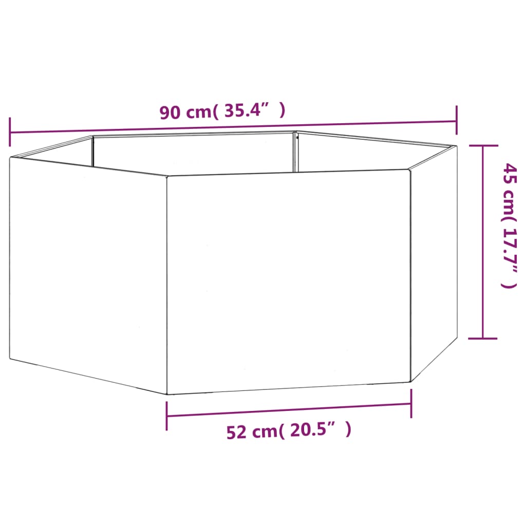 Kukkalaatikko ruoste 90x90x45 cm Corten teräs