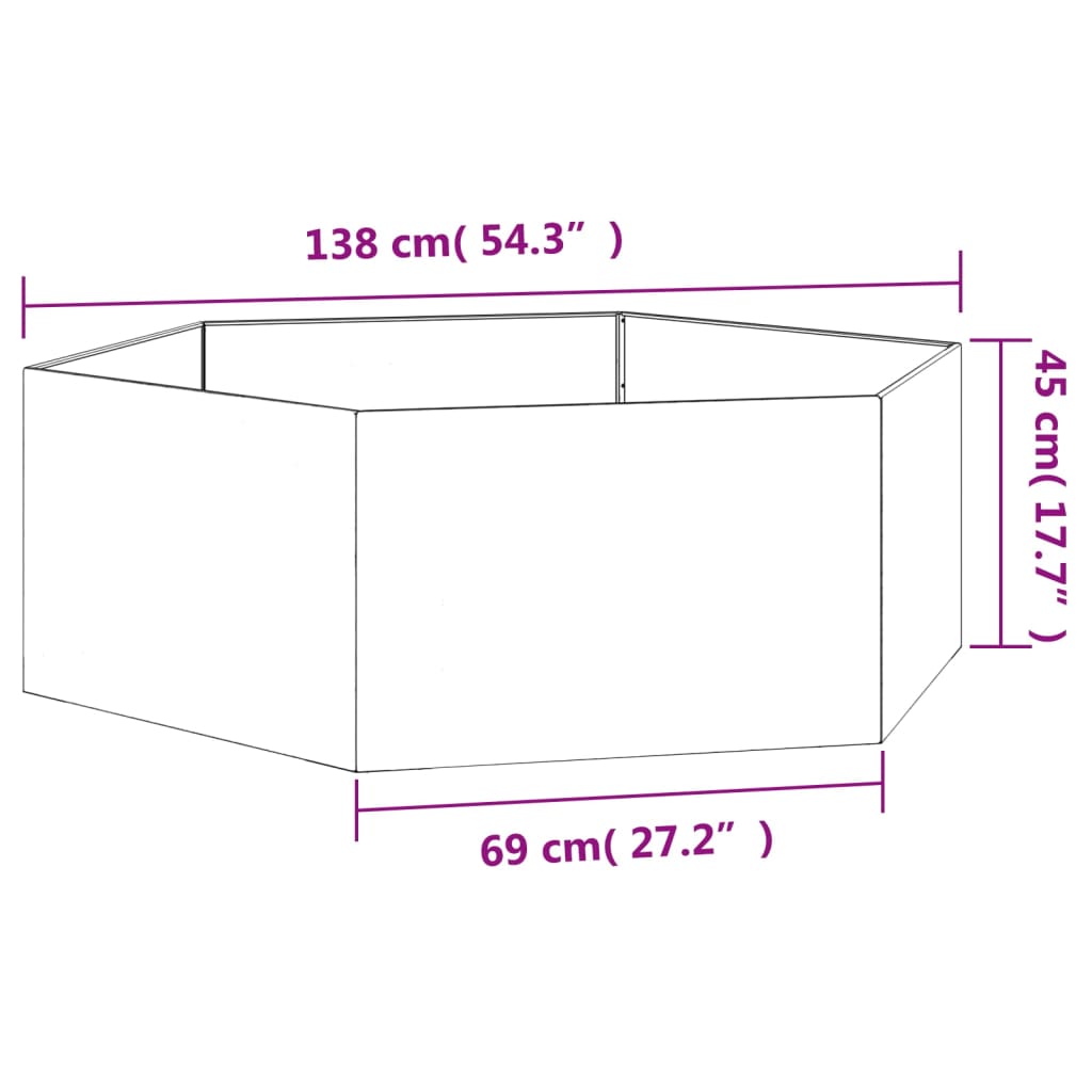 Flower box rust 138x120x45 cm Corten steel