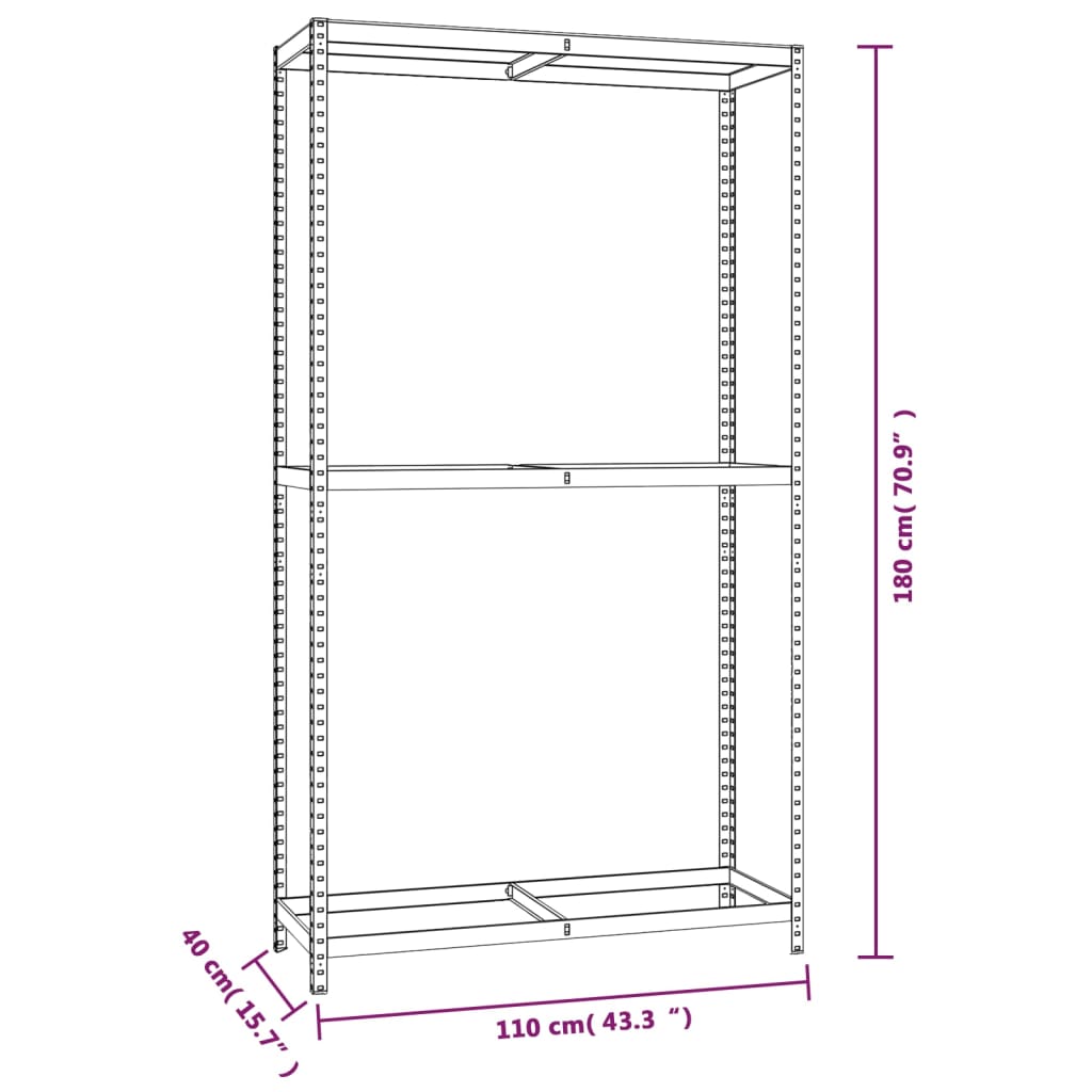 2-tasoinen Rengasteline 3 kpl hopea 110x40x180 cm teräs