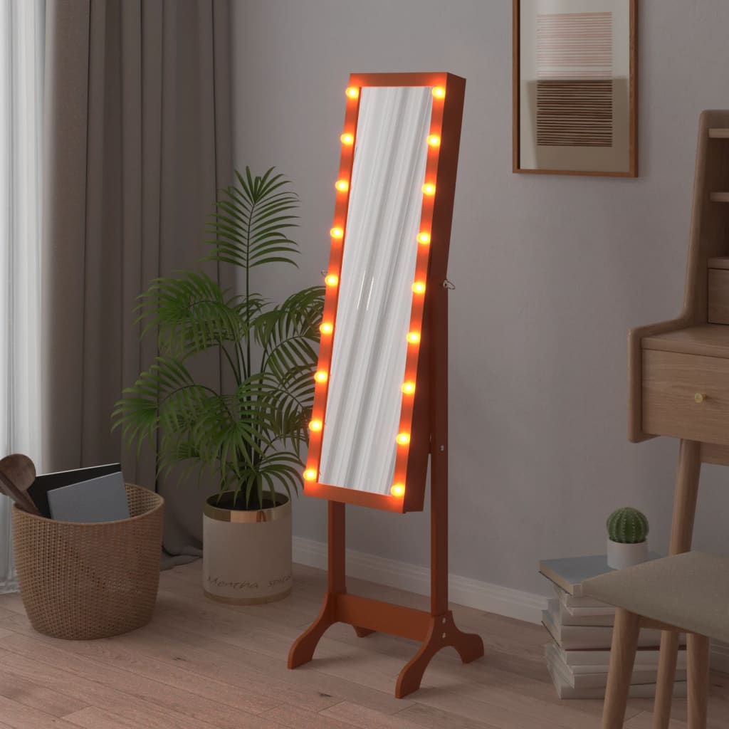 Vapaasti seisova peili LED-valoilla 34x37x146 cm