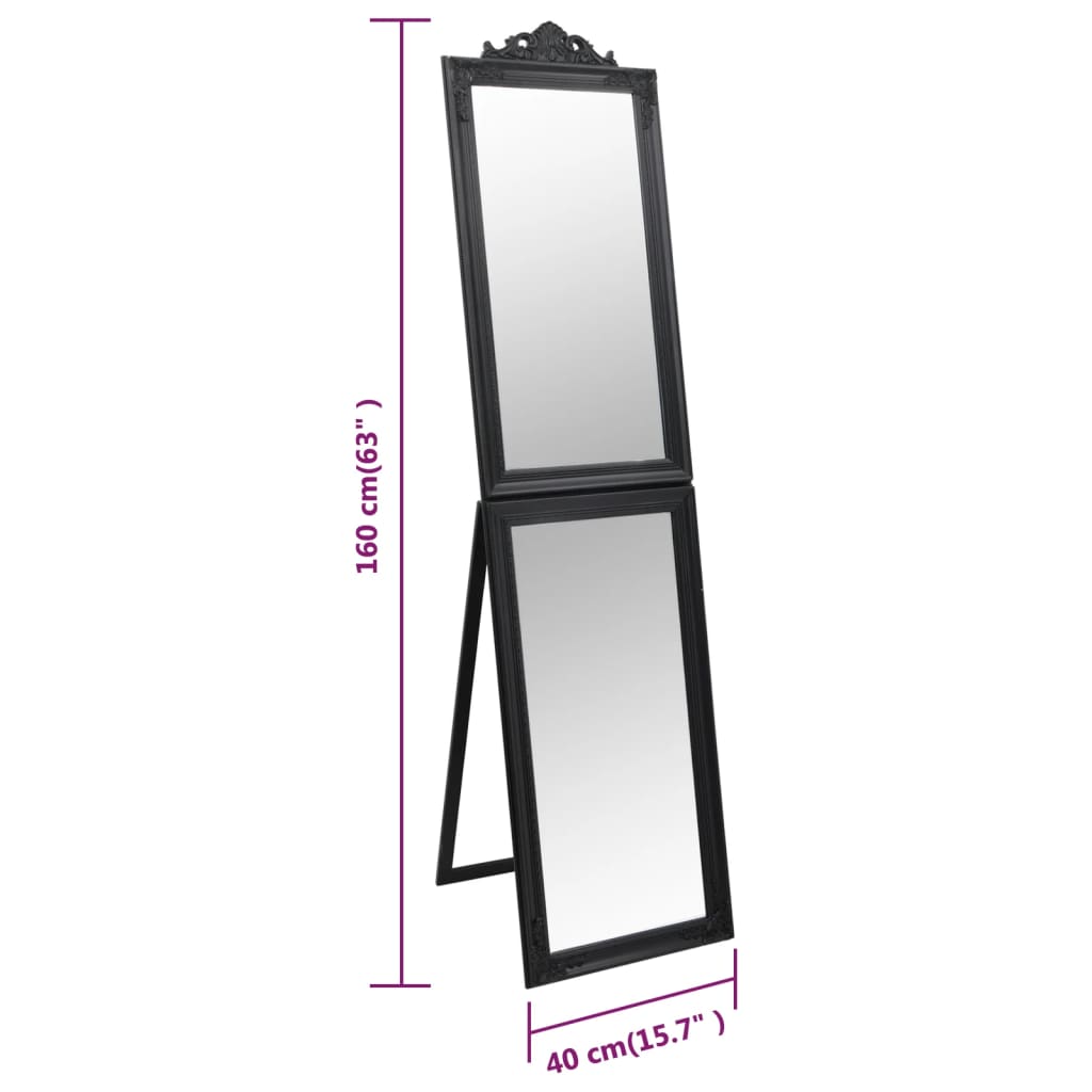 Vapaasti seisova peili musta 40x160 cm