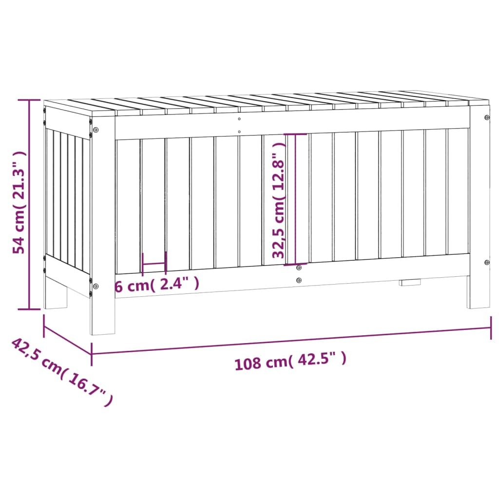 Säilytyslaatikko harmaa 108x42,5x54 cm täysi mänty