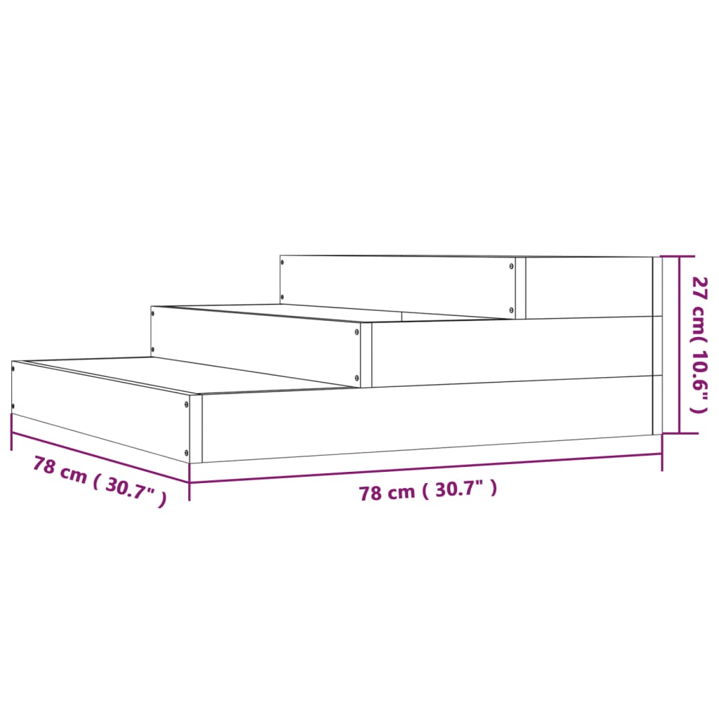 Blumenkasten schwarz 78x78x27 cm massive Kiefer