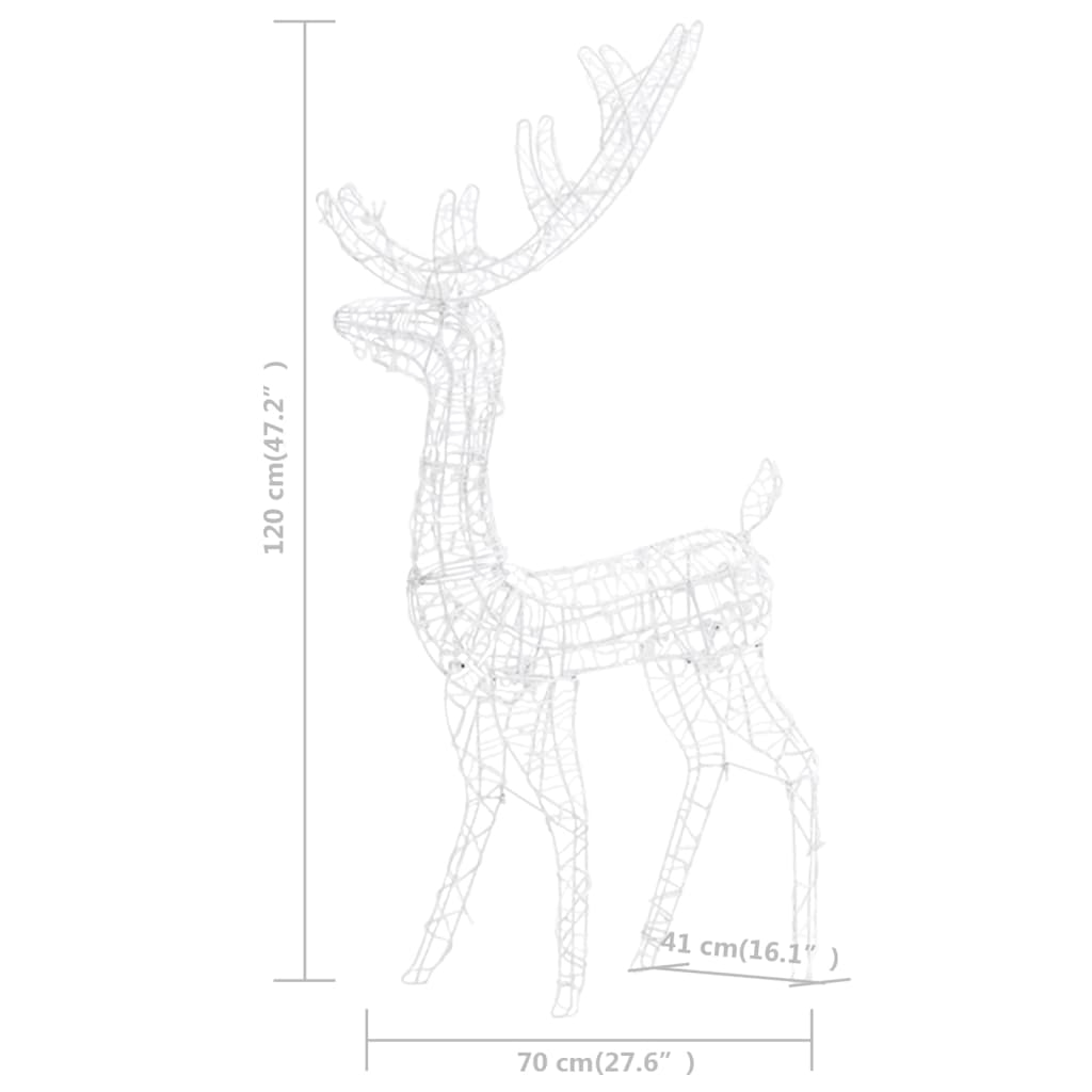 Porojoulukoristeet akryyli 3 kpl 120 cm monivärinen